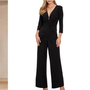 Black Ruched Overlay Jumpsuit by Adrianna Papell
